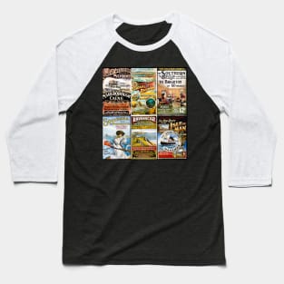 Vintage Great Britain Travel Posters Collage Baseball T-Shirt